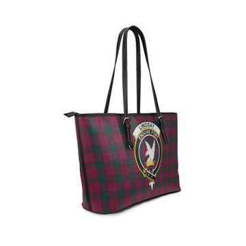 Lindsay Tartan Leather Tote Bag with Family Crest