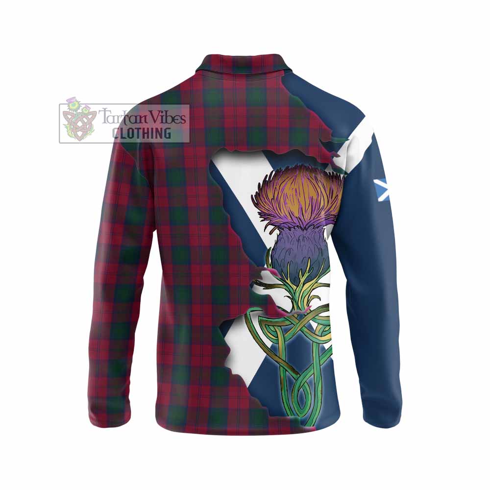 Lindsay Tartan Family Crest Long Sleeve Polo Shirt Scottish Thistle Celtic Inspired - Tartan Vibes Clothing