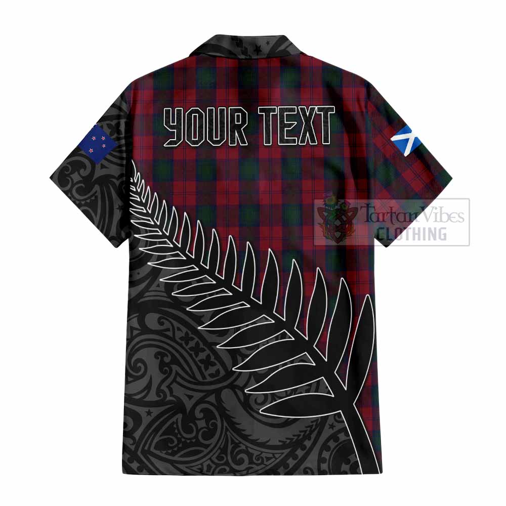 Tartan Vibes Clothing Lindsay Crest Tartan Short Sleeve Button Shirt with New Zealand Silver Fern Half Style