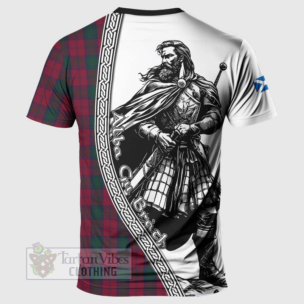 Tartan Vibes Clothing Lindsay Tartan Clan Crest T-Shirt with Highlander Warrior Celtic Style