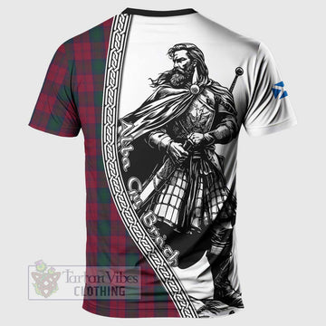 Lindsay Tartan Clan Crest T-Shirt with Highlander Warrior Celtic Style