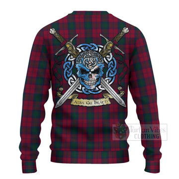 Lindsay Tartan Ugly Sweater with Family Crest Celtic Skull Style