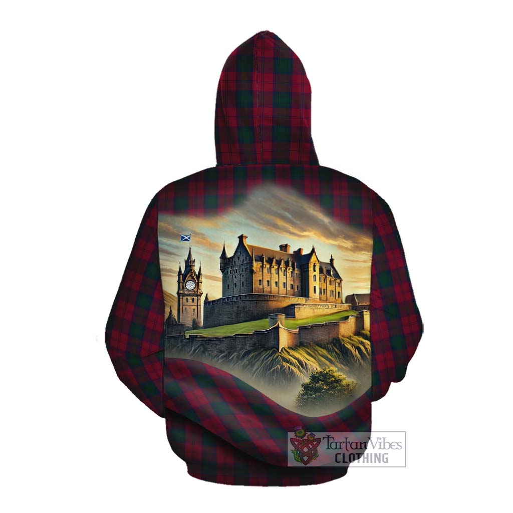 Lindsay Tartan Family Crest Cotton Hoodie with Scottish Ancient Castle Style Pullover Hoodie - Tartan Vibes Clothing