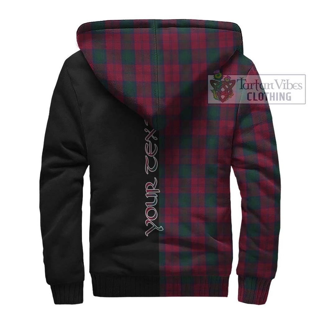 Lindsay Tartan Sherpa Hoodie with Family Crest and Half Of Me Style - Tartanvibesclothing Shop