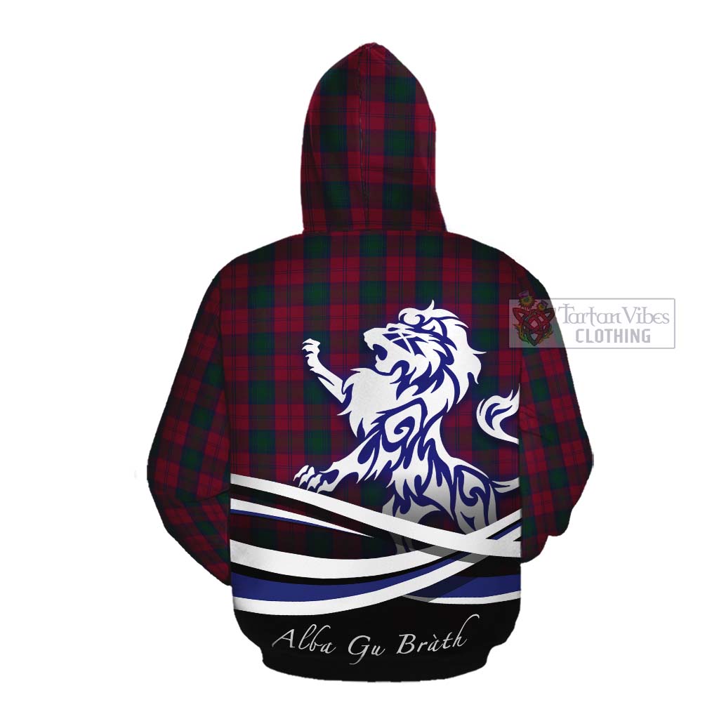 Tartan Vibes Clothing Lindsay Tartan Cotton Hoodie with Alba Gu Brath Regal Lion Emblem