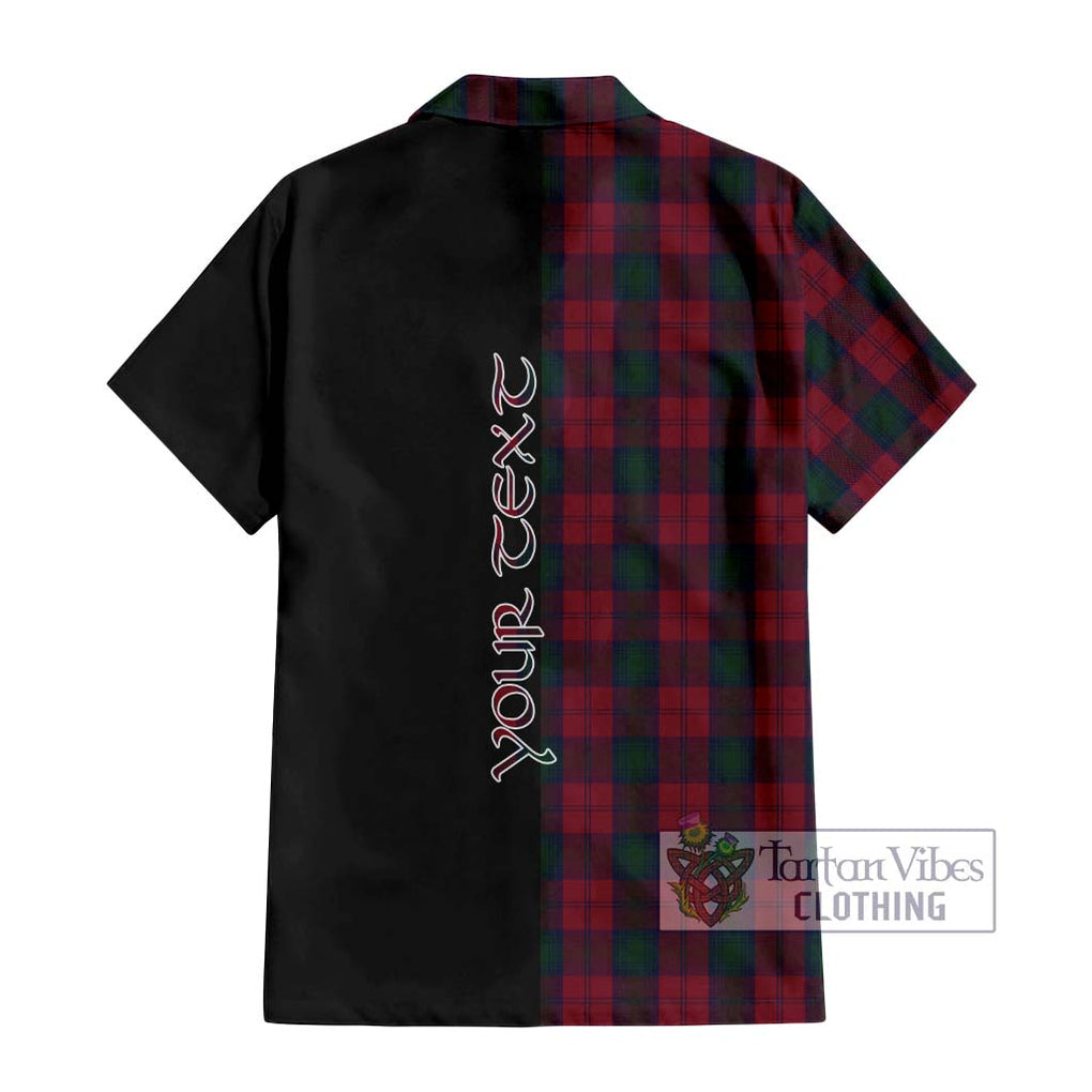 Lindsay Tartan Short Sleeve Button Shirt with Family Crest and Half Of Me Style - Tartanvibesclothing Shop