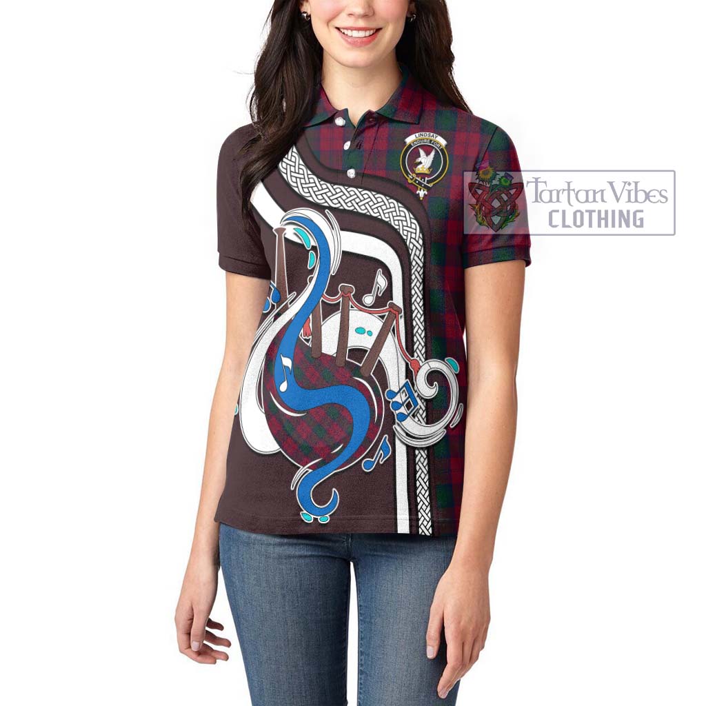 Tartan Vibes Clothing Lindsay Tartan Women's Polo Shirt with Epic Bagpipe Style