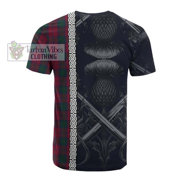 Lindsay Tartan Cotton T-shirt with Family Crest Cross Sword Thistle Celtic Vibes