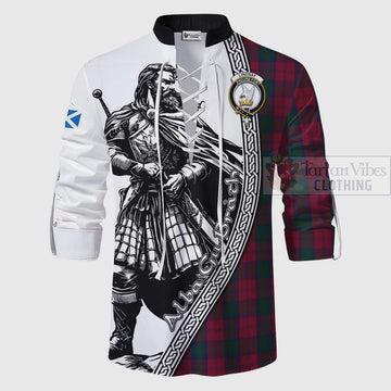 Lindsay Tartan Clan Crest Ghillie Kilt Shirt with Highlander Warrior Celtic Style