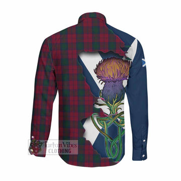 Lindsay Tartan Family Crest Long Sleeve Button Shirt Scottish Thistle Celtic Inspired Men's Shirt - Tartan Vibes Clothing