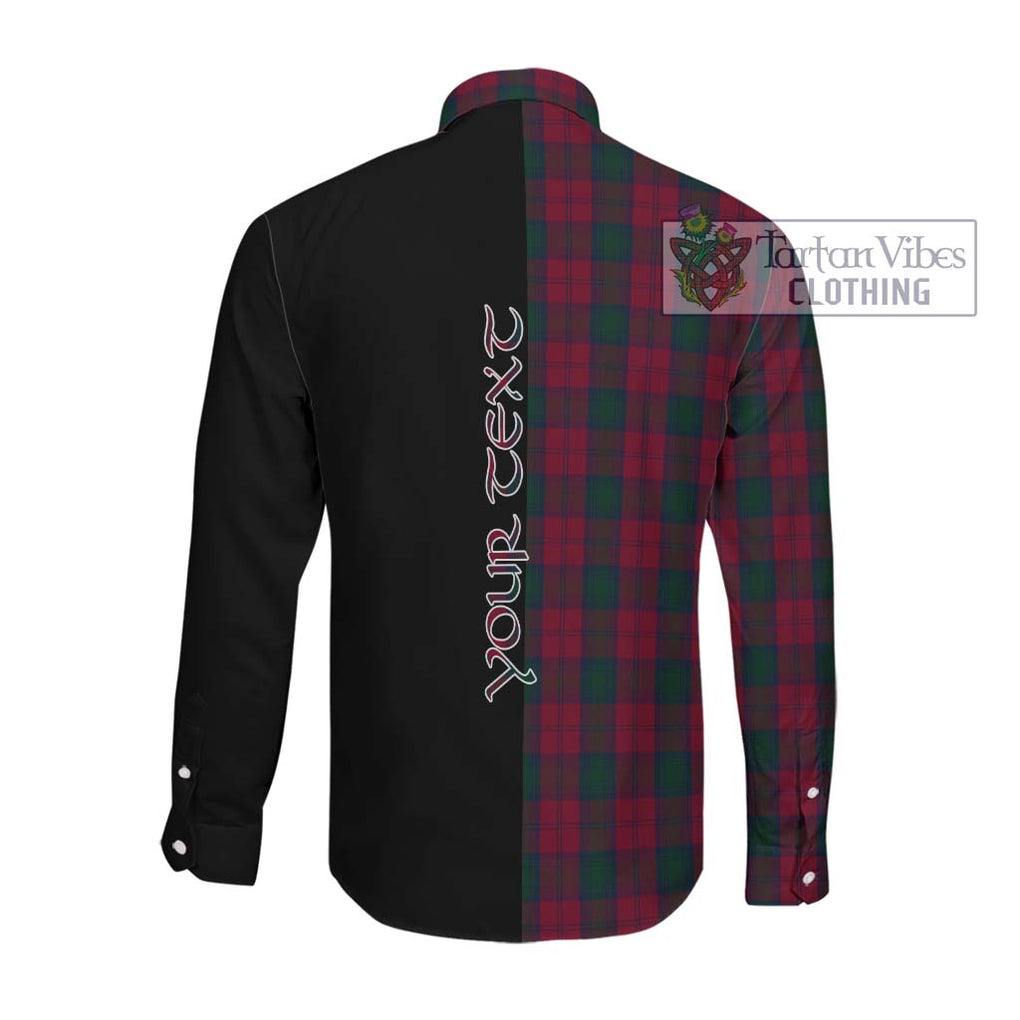 Lindsay Tartan Long Sleeve Button Shirt with Family Crest and Half Of Me Style Men's Shirt - Tartanvibesclothing Shop