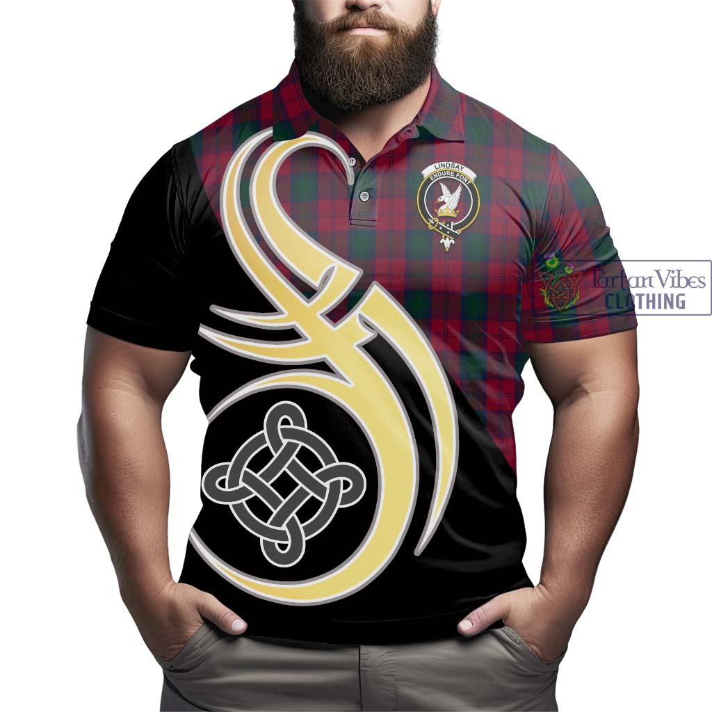 Lindsay Tartan Polo Shirt with Family Crest and Celtic Symbol Style - Tartan Vibes Clothing