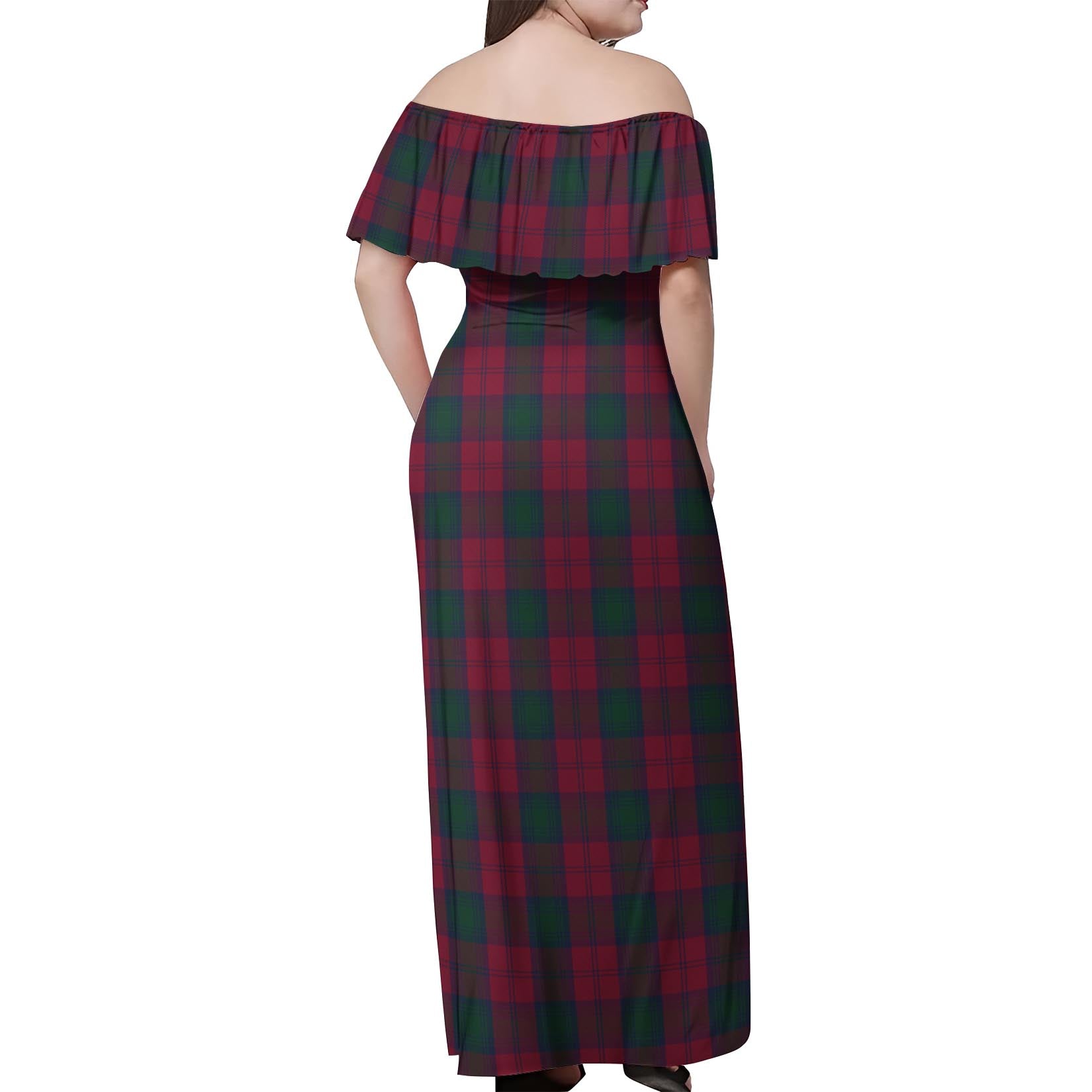 Lindsay Tartan Off Shoulder Long Dress - Tartanvibesclothing