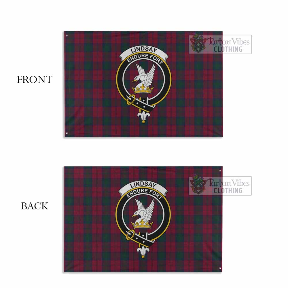 Tartan Vibes Clothing Lindsay Tartan House Flag with Family Crest