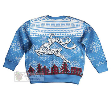 Lindsay Clan Christmas Kid Ugly Sweater with Tartan and Celtic Reindeer Style