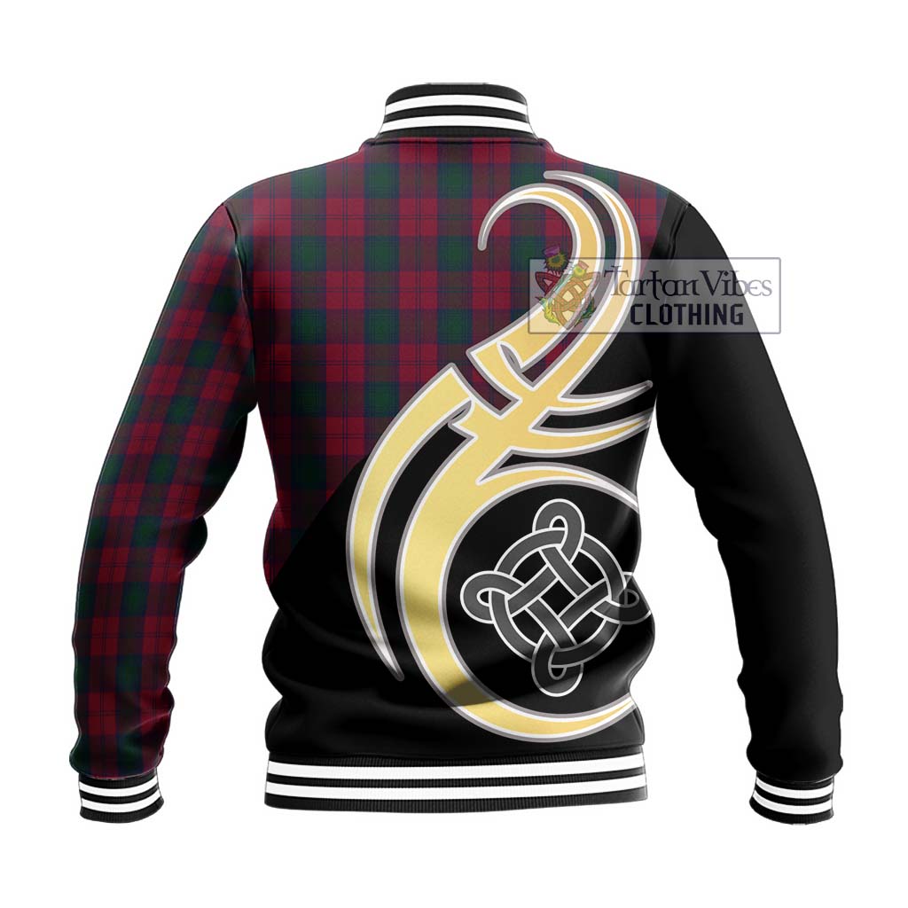 Tartan Vibes Clothing Lindsay Tartan Baseball Jacket with Family Crest and Celtic Symbol Style