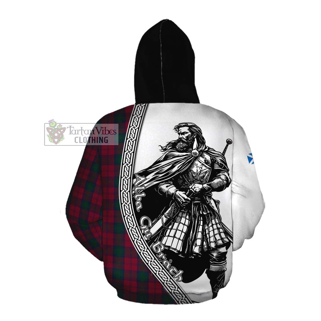 Tartan Vibes Clothing Lindsay Tartan Clan Crest Cotton Hoodie with Highlander Warrior Celtic Style