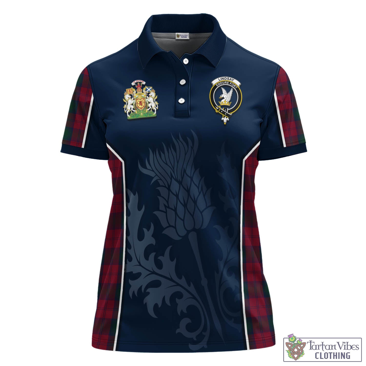 Tartan Vibes Clothing Lindsay Tartan Women's Polo Shirt with Family Crest and Scottish Thistle Vibes Sport Style