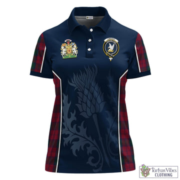 Lindsay Tartan Women's Polo Shirt with Family Crest and Scottish Thistle Vibes Sport Style