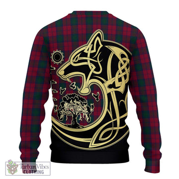 Lindsay Tartan Ugly Sweater with Family Crest Celtic Wolf Style