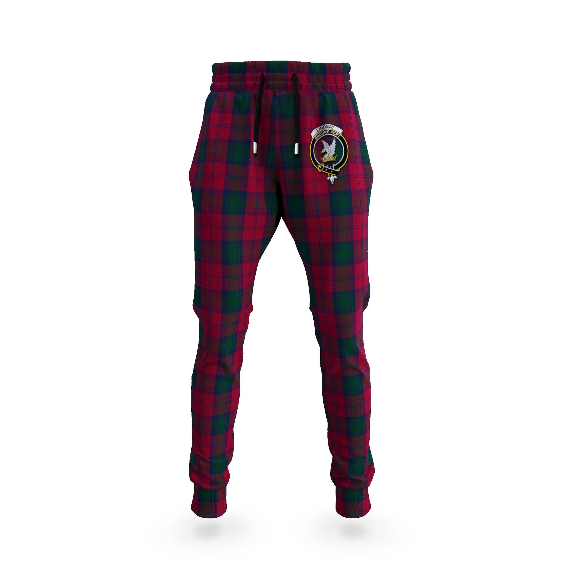 Lindsay Tartan Joggers Pants with Family Crest 5XL - Tartan Vibes Clothing