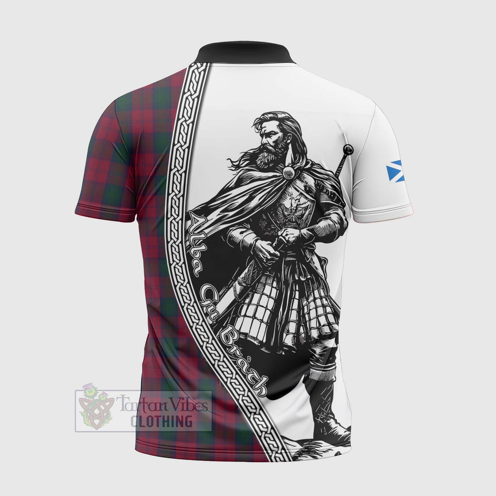 Tartan Vibes Clothing Lindsay Tartan Clan Crest Zipper Polo Shirt with Highlander Warrior Celtic Style