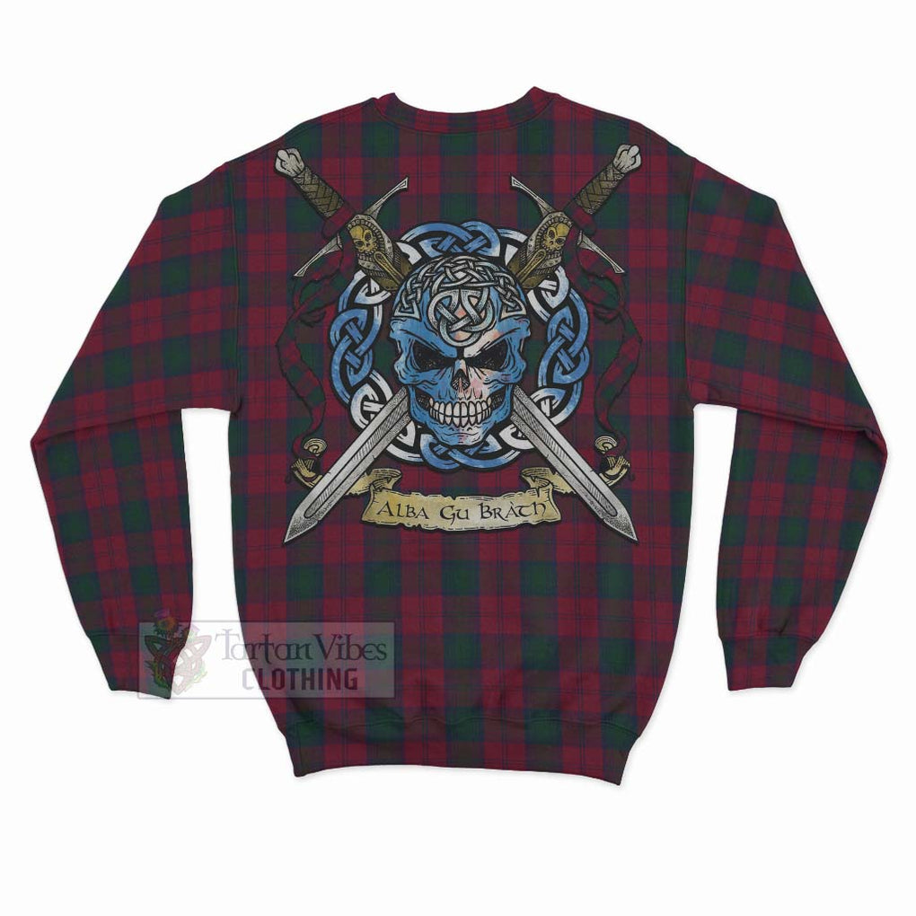 Tartan Vibes Clothing Lindsay Tartan Sweatshirt with Family Crest Celtic Skull Style