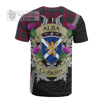 Lindsay Tartan Family Crest Cotton T-shirt Lion Rampant Royal Thistle Shield Celtic Inspired - Tartan Vibes Clothing