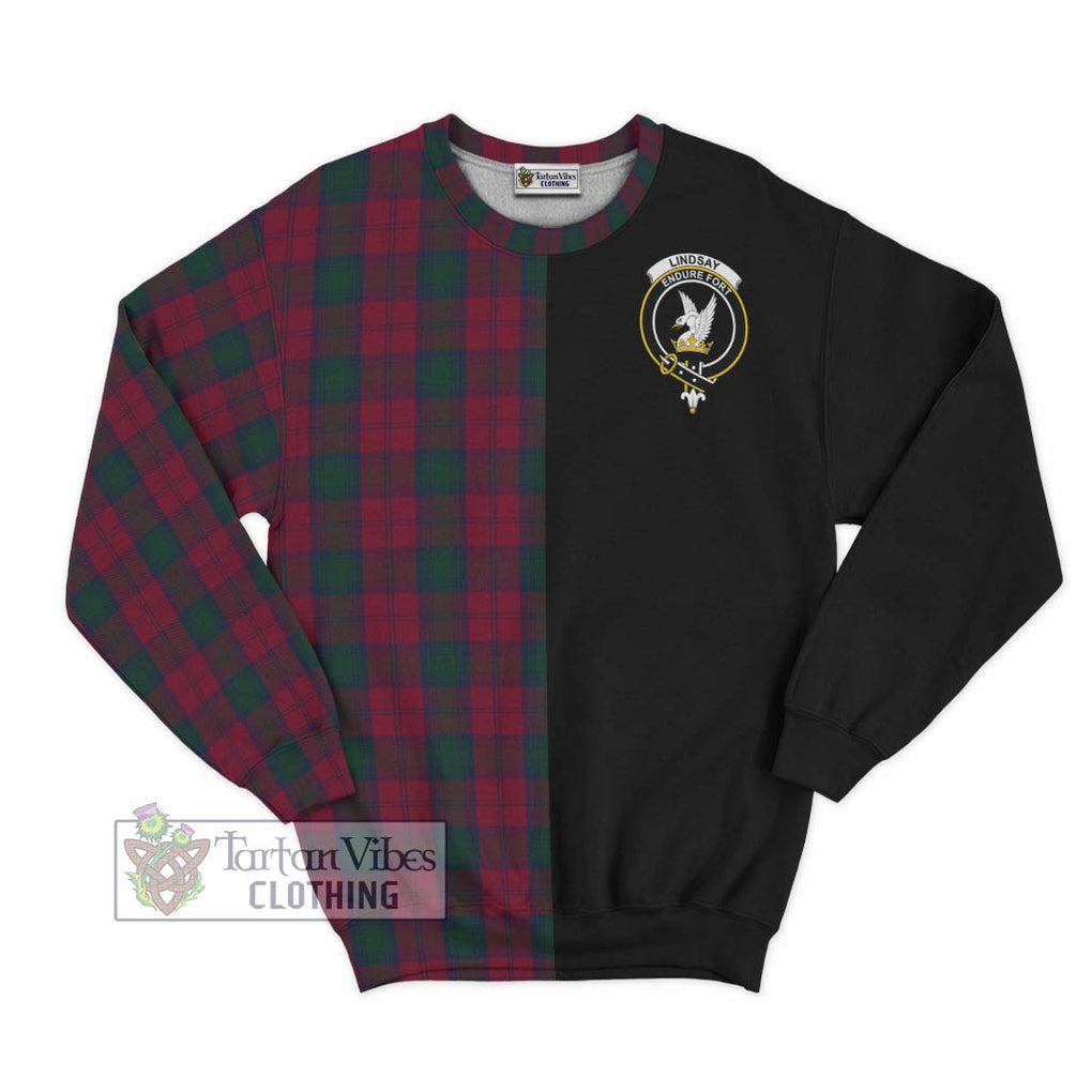 Lindsay Tartan Sweatshirt with Family Crest and Half Of Me Style - Tartanvibesclothing Shop