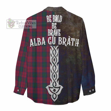 Lindsay Tartan Family Crest Women's Casual Shirt Alba Gu Brath Be Brave Lion Ancient Style - Tartan Vibes Clothing