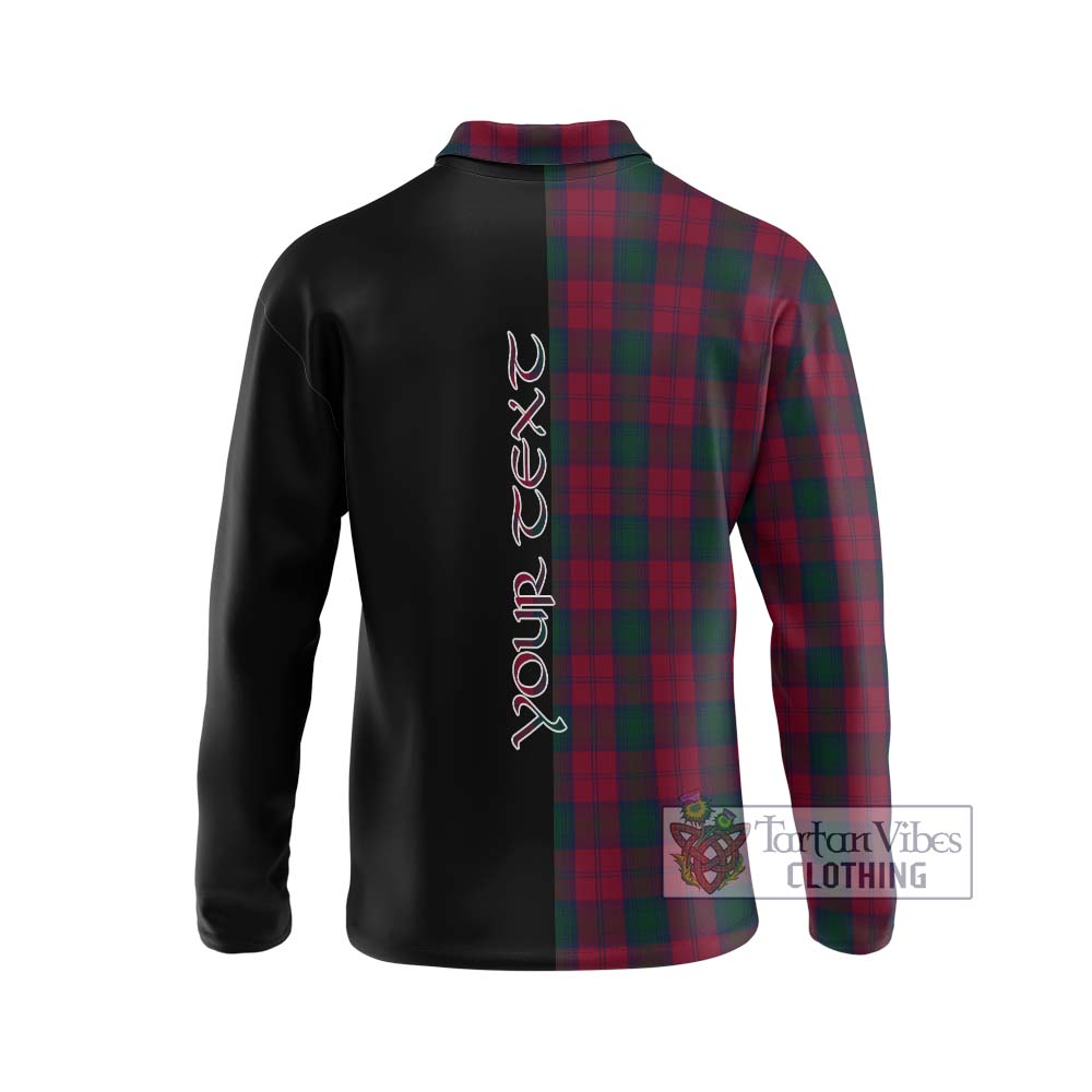 Tartan Vibes Clothing Lindsay Tartan Long Sleeve Polo Shirt with Family Crest and Half Of Me Style