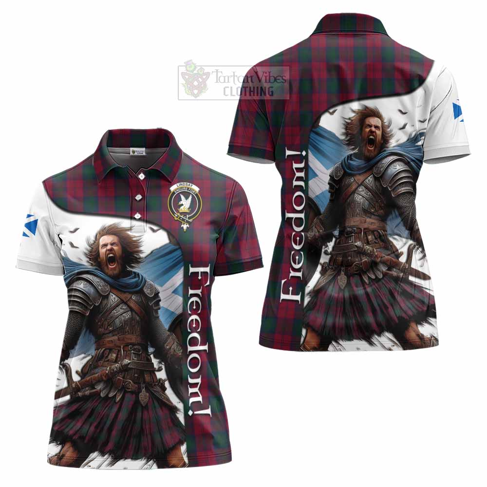 Tartan Vibes Clothing Lindsay Crest Tartan Women's Polo Shirt Inspired by the Freedom of Scottish Warrior