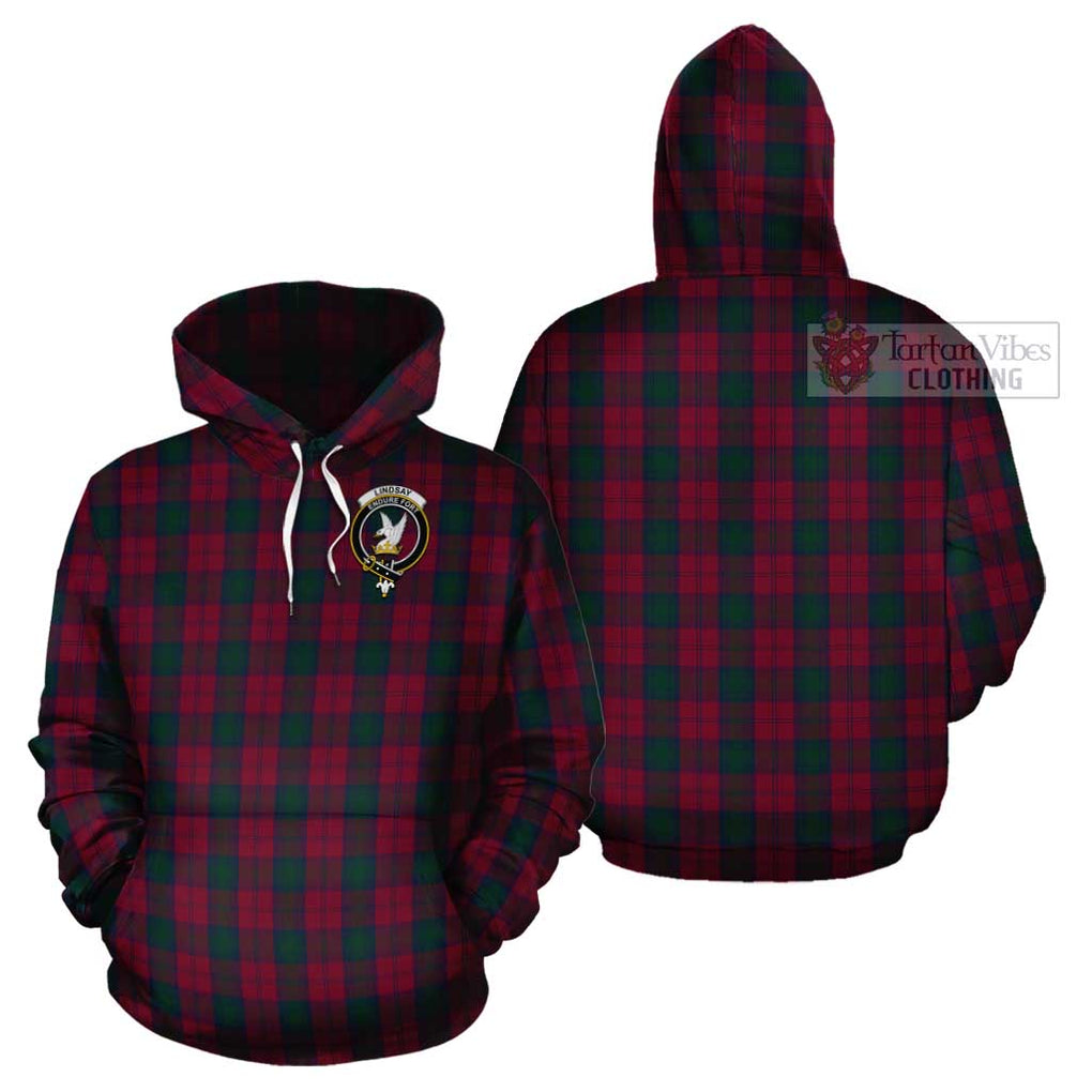 Lindsay Tartan Cotton Hoodie with Family Crest Pullover Hoodie - Tartan Vibes Clothing