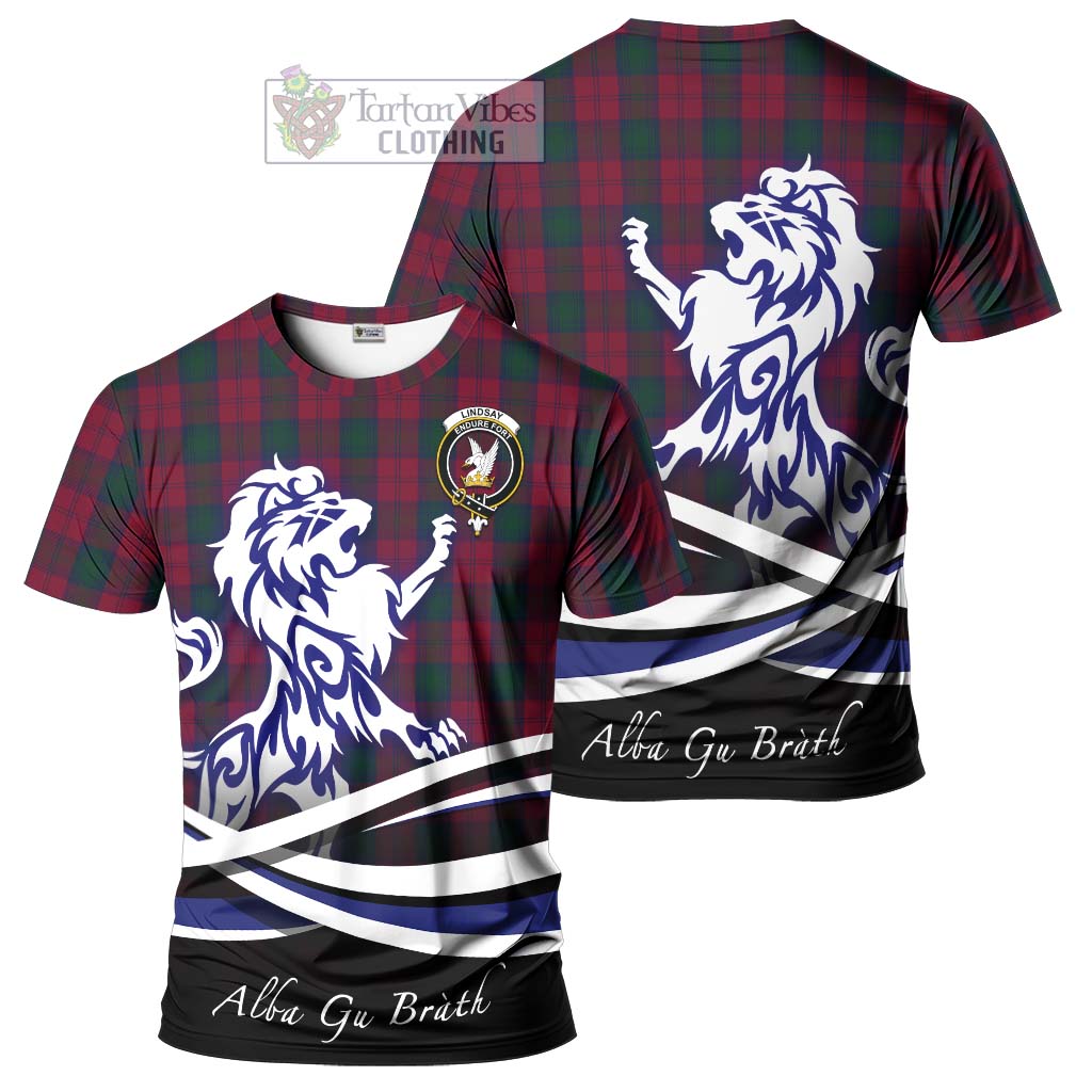 Tartan Vibes Clothing Lindsay Tartan Cotton T-shirt with Alba Gu Brath Regal Lion Emblem