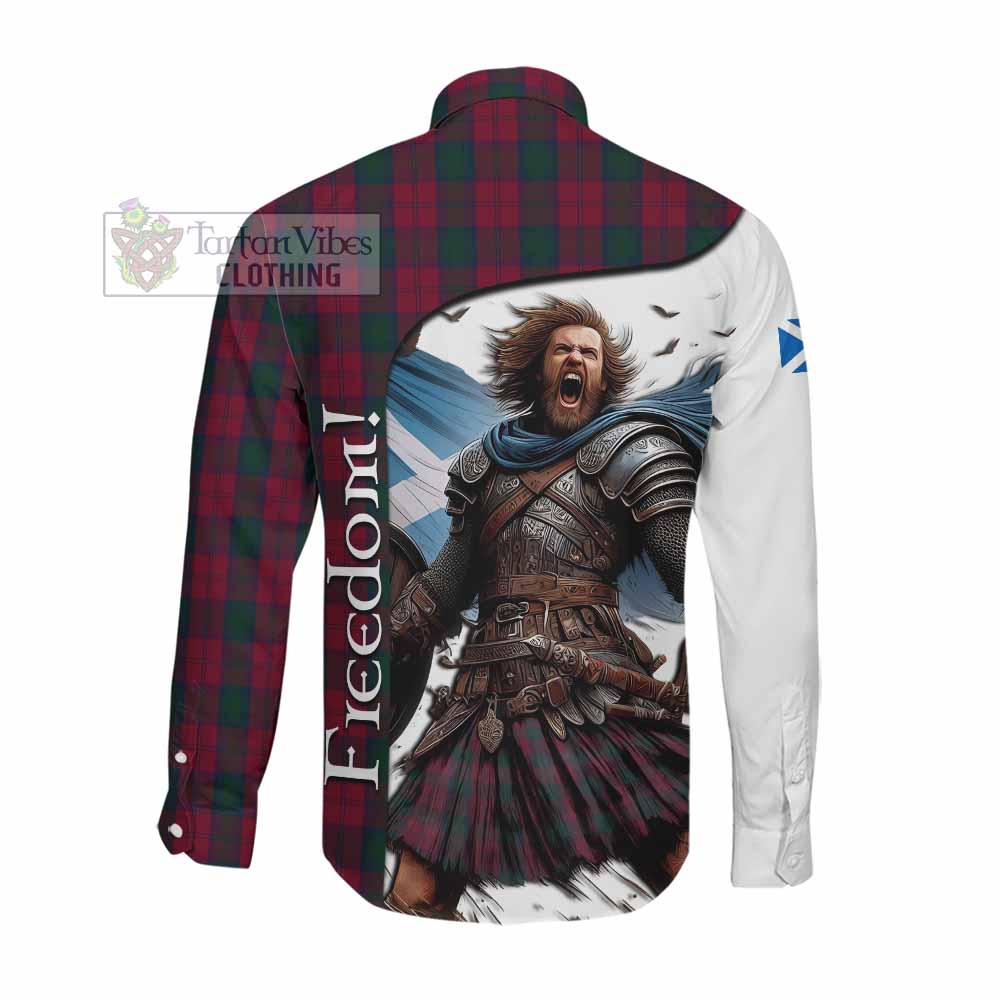 Tartan Vibes Clothing Lindsay Crest Tartan Long Sleeve Button Shirt Inspired by the Freedom of Scottish Warrior