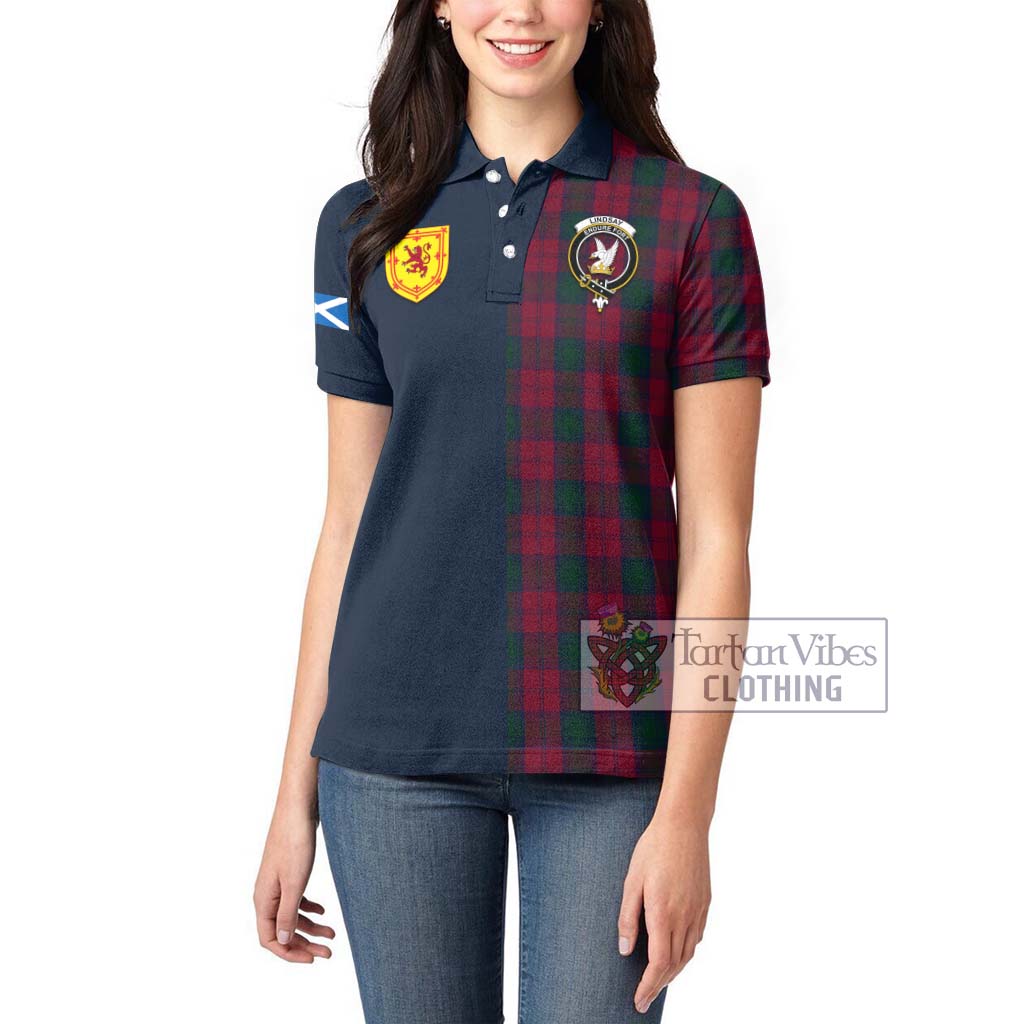 Tartan Vibes Clothing Lindsay Tartan Women's Polo Shirt with Scottish Lion Royal Arm Half Style