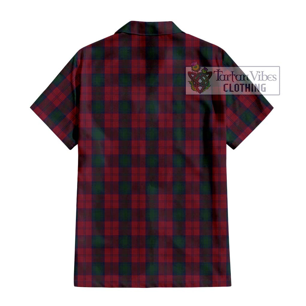 Lindsay Tartan Short Sleeve Button Shirt with Family Crest DNA In Me Style - Tartanvibesclothing Shop