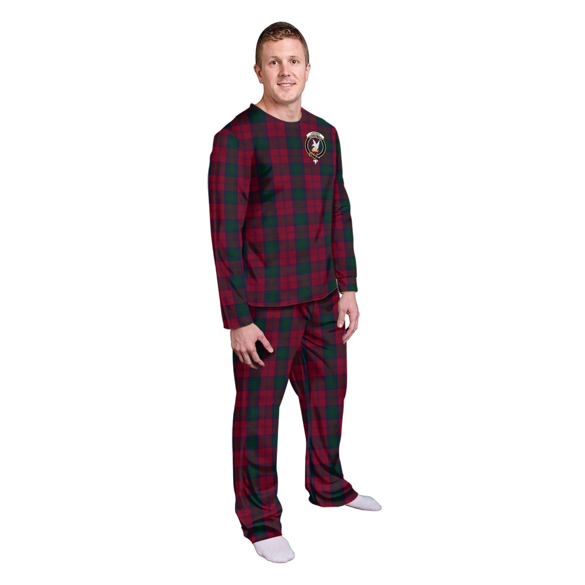 Lindsay Tartan Pajamas Family Set with Family Crest - Tartanvibesclothing