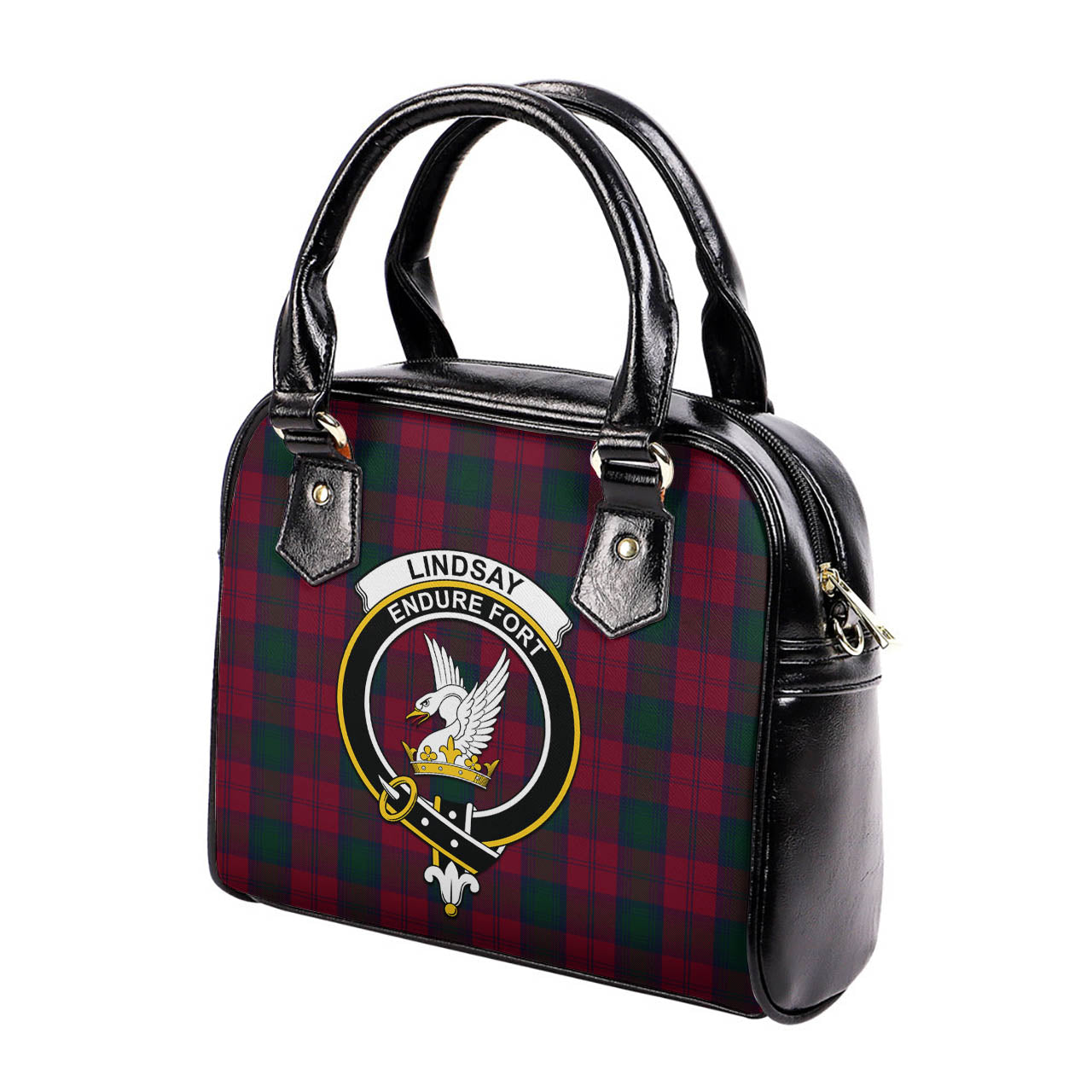 Lindsay Tartan Shoulder Handbags with Family Crest - Tartanvibesclothing