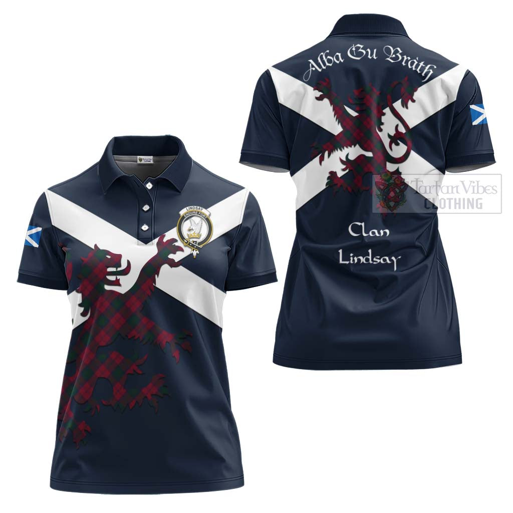 Tartan Vibes Clothing Lindsay Tartan Lion Rampant Women's Polo Shirt – Proudly Display Your Heritage with Alba Gu Brath and Clan Name