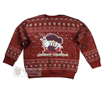 Lindsay Clan Christmas Kid Ugly Sweater with Gnome Playing Bagpipes