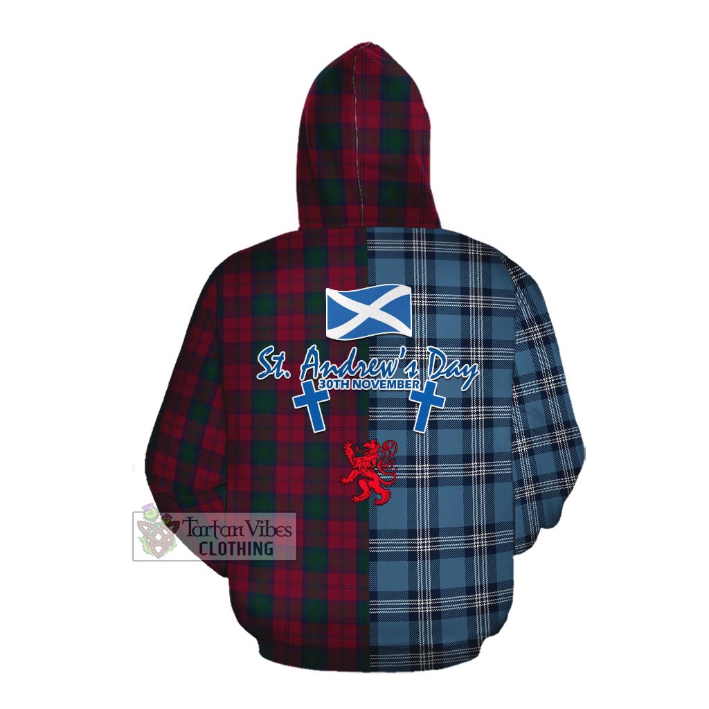 Tartan Vibes Clothing Lindsay Tartan Cotton Hoodie Happy St. Andrew's Day Half Tartan Style