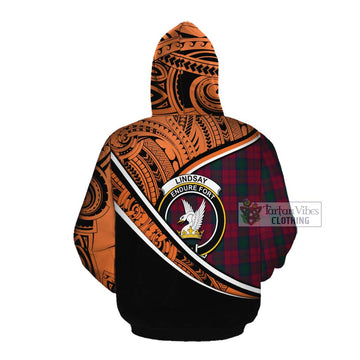 Lindsay Crest Tartan Cotton Hoodie with Polynesian Vibes Style - Orange Version