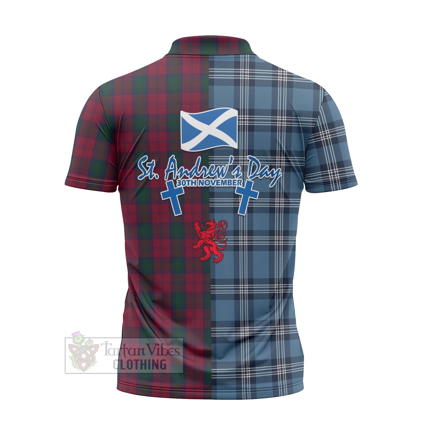 Tartan Vibes Clothing Lindsay Tartan Zipper Polo Shirt Happy St. Andrew's Day Half Tartan Style