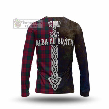 Lindsay Tartan Family Crest Long Sleeve T-Shirt Alba Gu Brath Be Brave Lion Ancient Style - Tartan Vibes Clothing