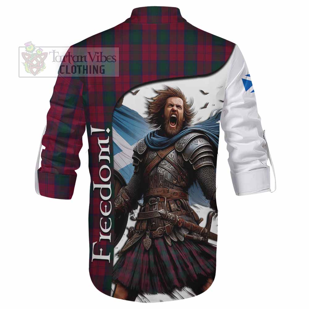 Tartan Vibes Clothing Lindsay Crest Tartan Ghillie Kilt Shirt Inspired by the Freedom of Scottish Warrior