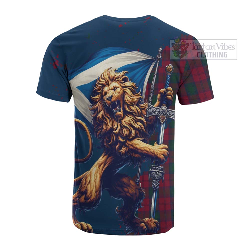 Tartan Vibes Clothing Lindsay Tartan Family Crest Cotton T-shirt with Scottish Majestic Lion