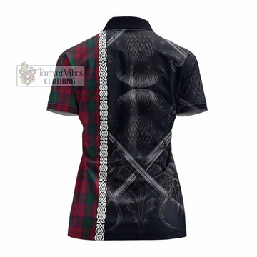 Lindsay Tartan Women's Polo Shirt with Family Crest Cross Sword Thistle Celtic Vibes