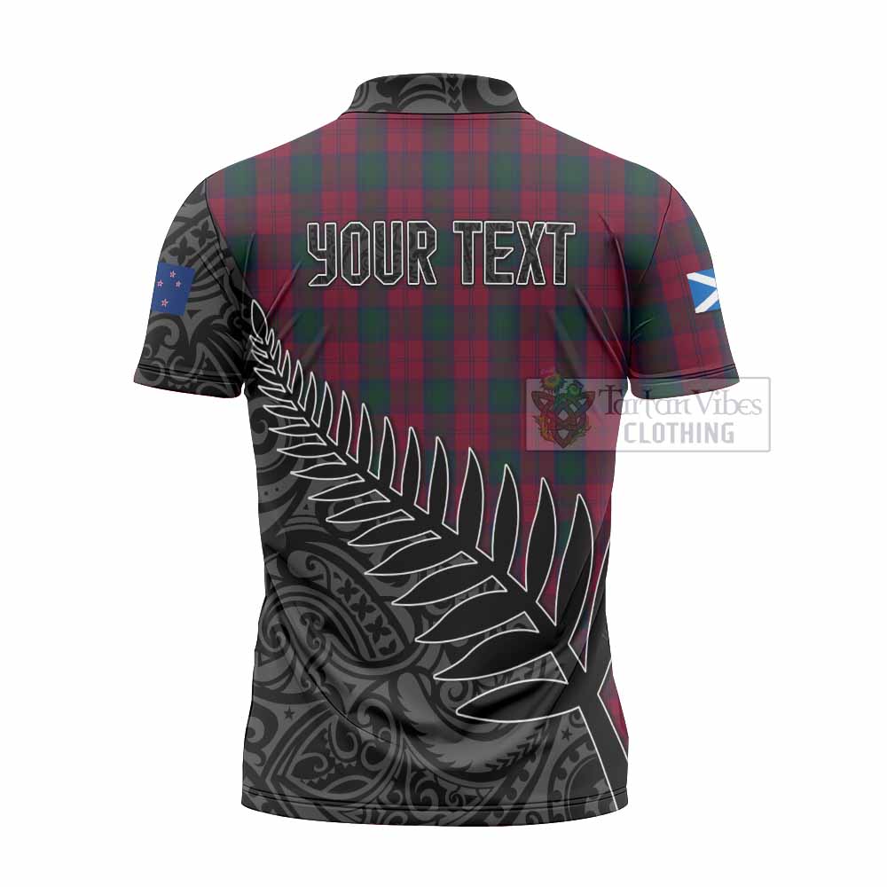 Tartan Vibes Clothing Lindsay Crest Tartan Zipper Polo Shirt with New Zealand Silver Fern Half Style