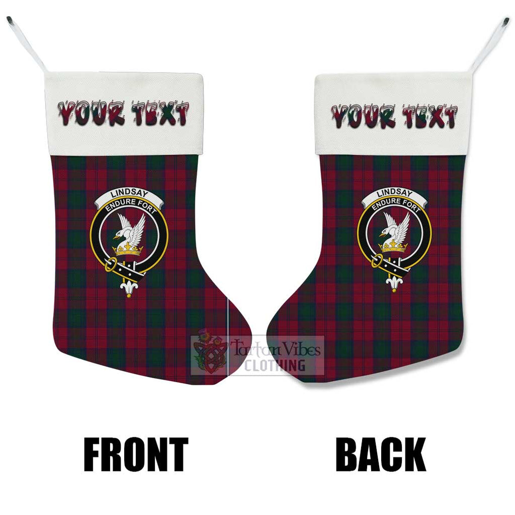 Lindsay Tartan Family Crest Christmas Stocking with Personalized Text - Tartan Vibes Clothing